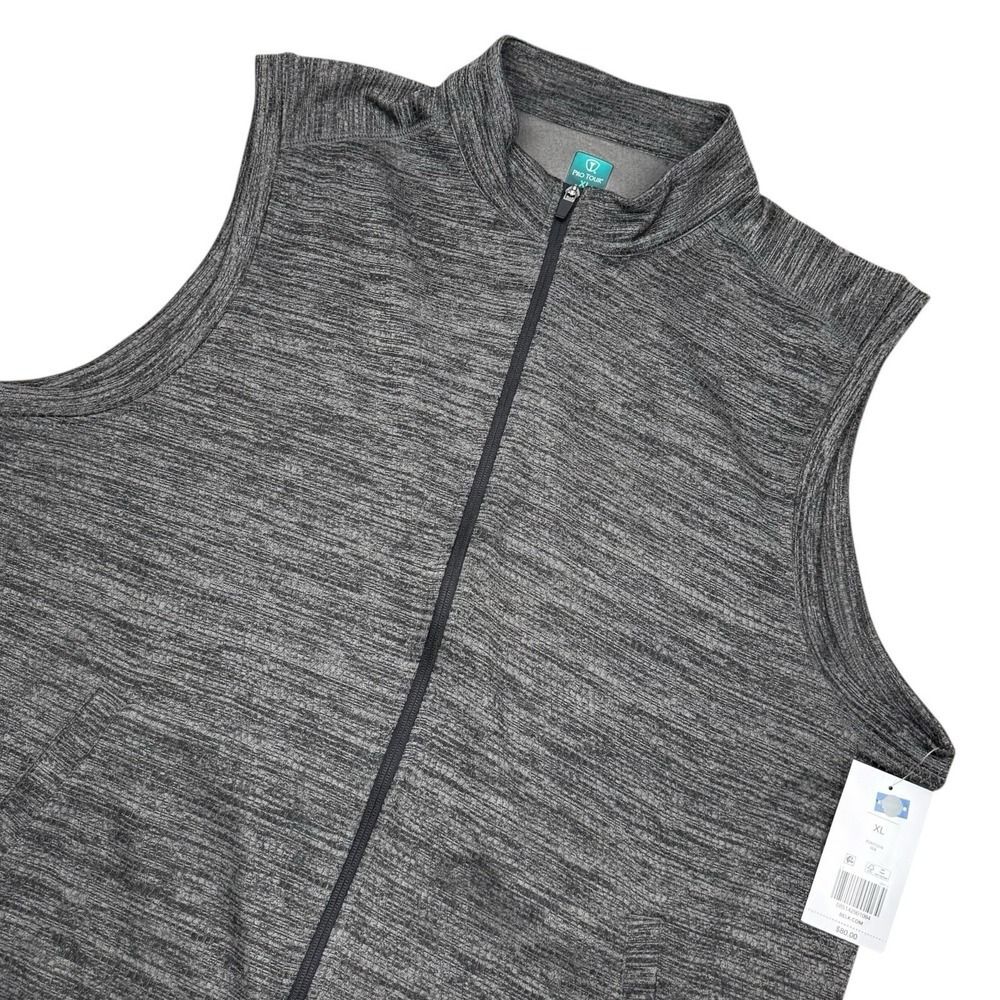 NEW PRO TOUR Cool Play Golf Vest - Full Zip with Pockets - Gray - Mens X-Large - Picture 2 of 7